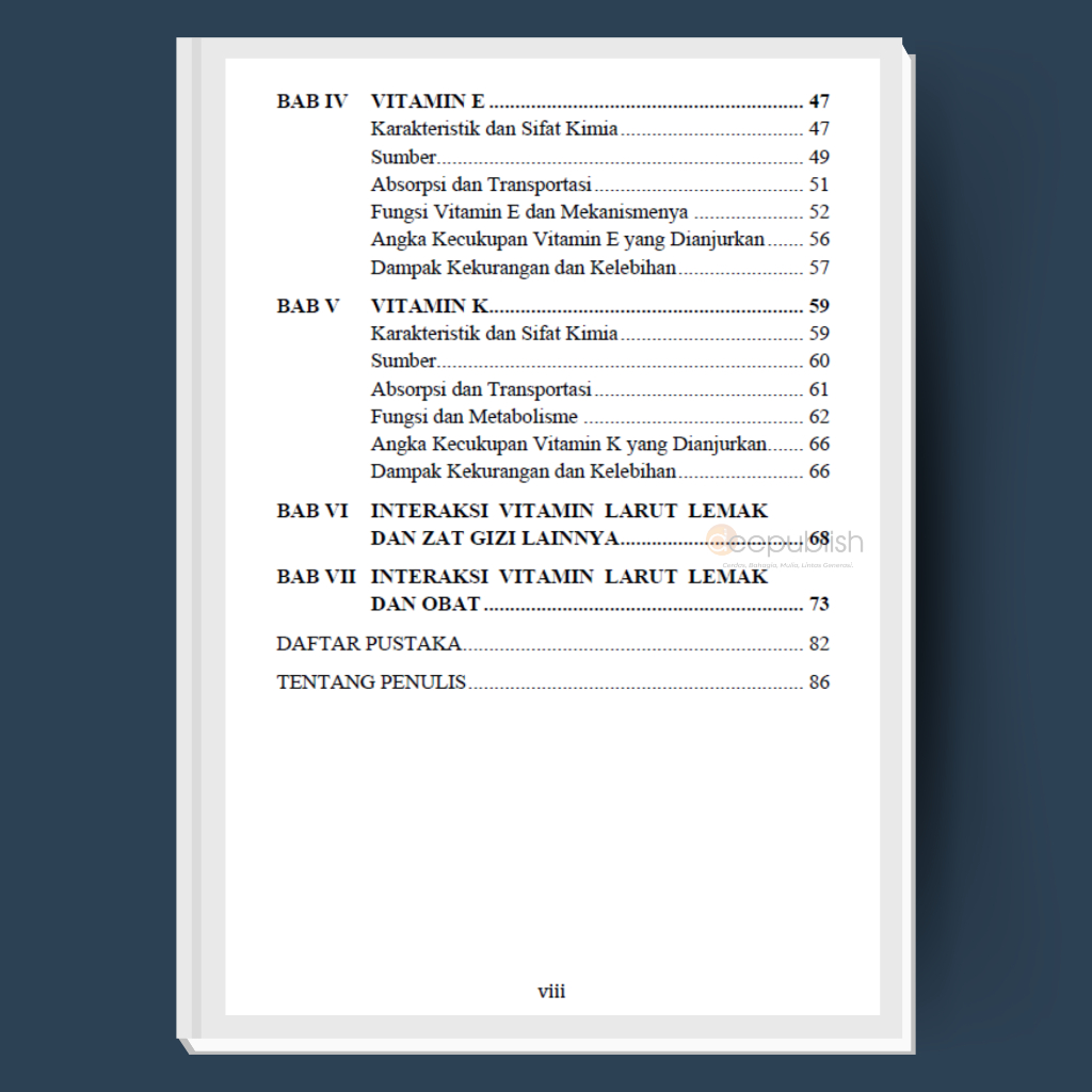 Deepublish - Buku Vitamin Larut Lemak, Metabolisme dan Interaksinya dengan Zat Gizi dan Obat (BW) - BUKU KESEHATAN-3
