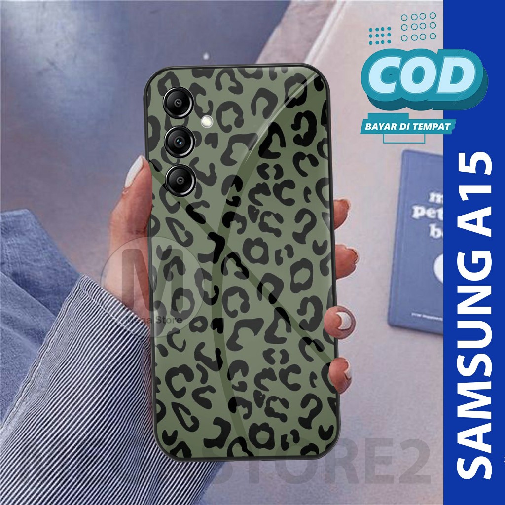 Softcase Kaca Case Samsung A15 2023 Terbaru Motif Leopard Aesthetic Pelindung Hp Anti Air [MG383]