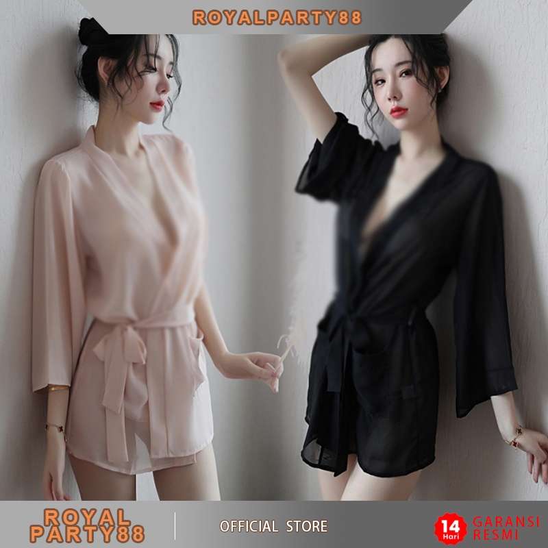 Sexy Lingerie Baju Tidur Ladies Transparan Kimono All Size Warna Hitam & Pink Sexy Baju Dinas Wanita