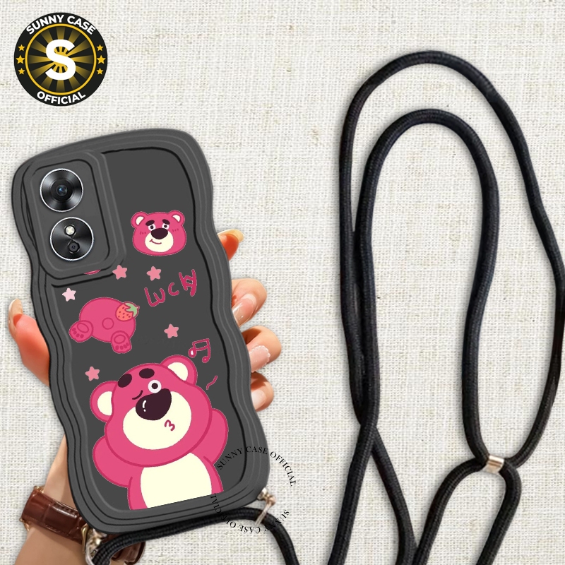 [GHTO-01] Softcase Macaron Gelombang Hitam Motif + Tali For Oppo A17 A17K A15 A15S A16 A16K A16E REN