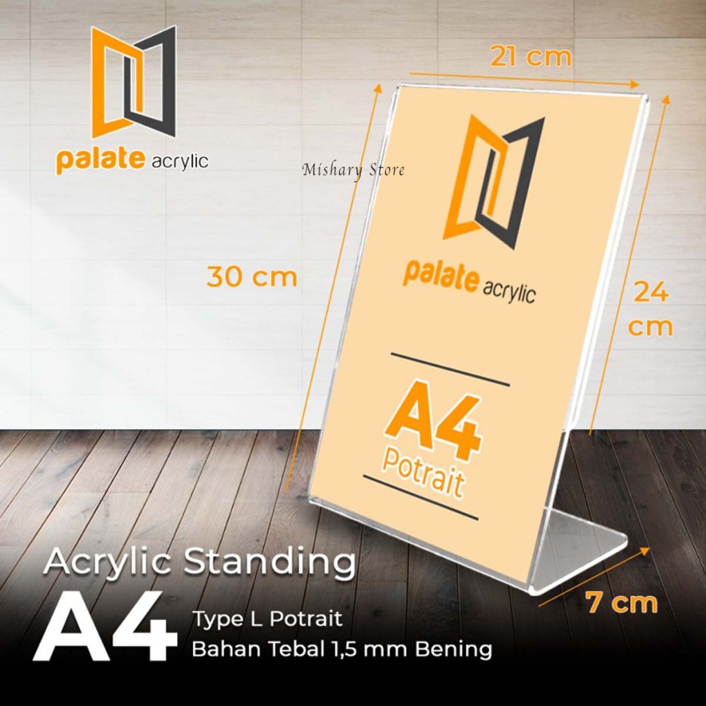 

Acrylic Akrilik Brosur Stand A4 Ukuran 21x30cm Tipe L Potrait