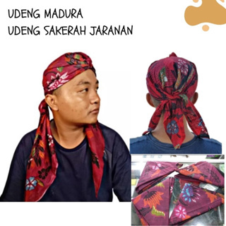 COD ✨ Udeng Merah Batik Segitiga Madura Sakerah Sakera jaranan Udeng Madura Halus | Udeng Batik Segi