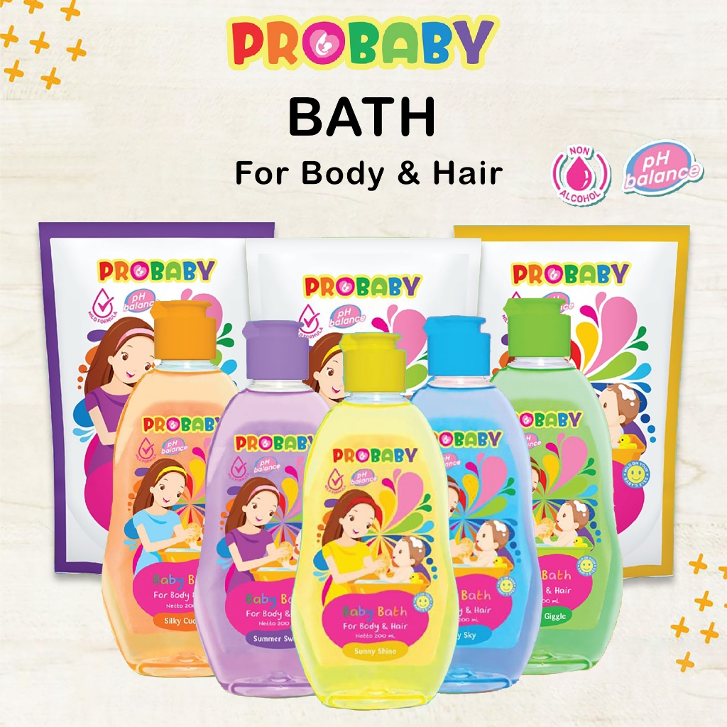 Probaby Bath For Body & Hair 200 ml 230ml Refil Sabun Sampo Mandi Bayi Perawatan Kulit Bayi