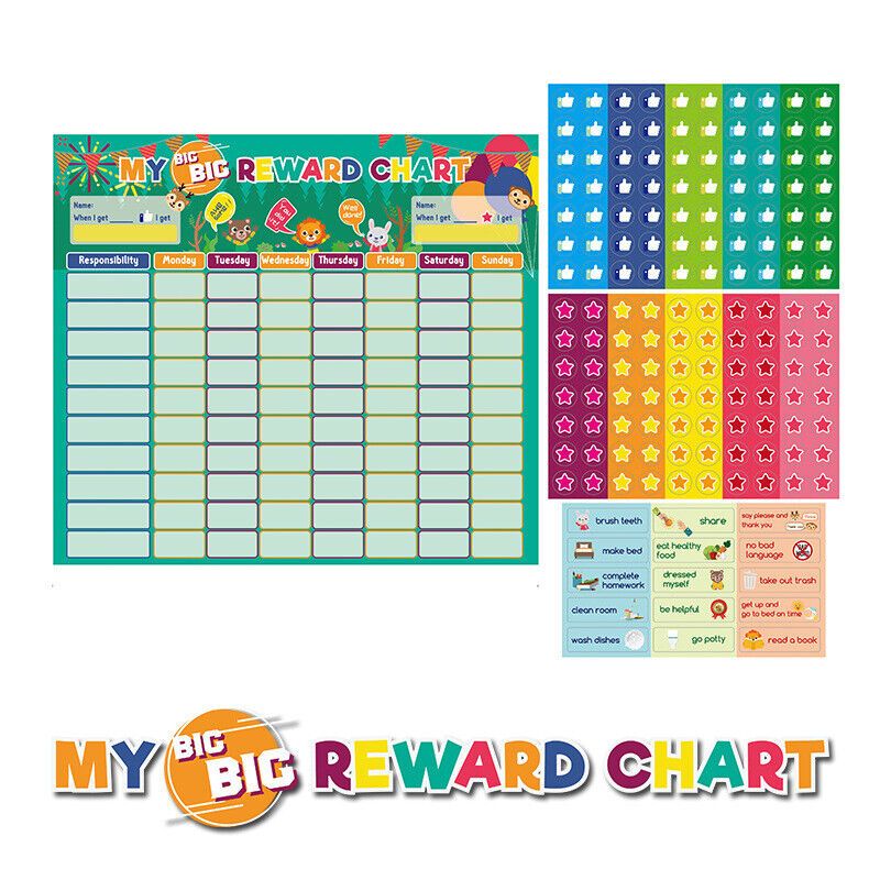 155pcs Jumbo Reward Chart Board Anak Magnetic Papan Penghargaan Disiplin Good habits