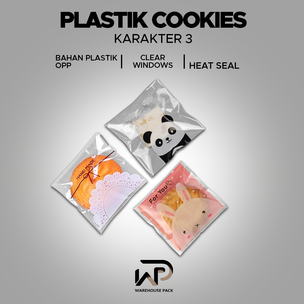 (100 PCS) Plastik Cookies Karakter Snack | Plastik Cookies Panda | Plastik Opp Kemasan Perekat| Plas
