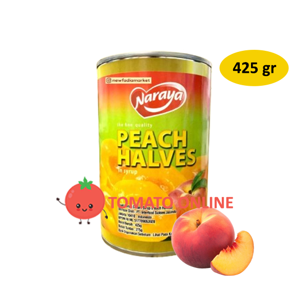 

Naraya / Peach Halves In Syrup Buah Persik Kaleng / 425 G Gr Gram 425g