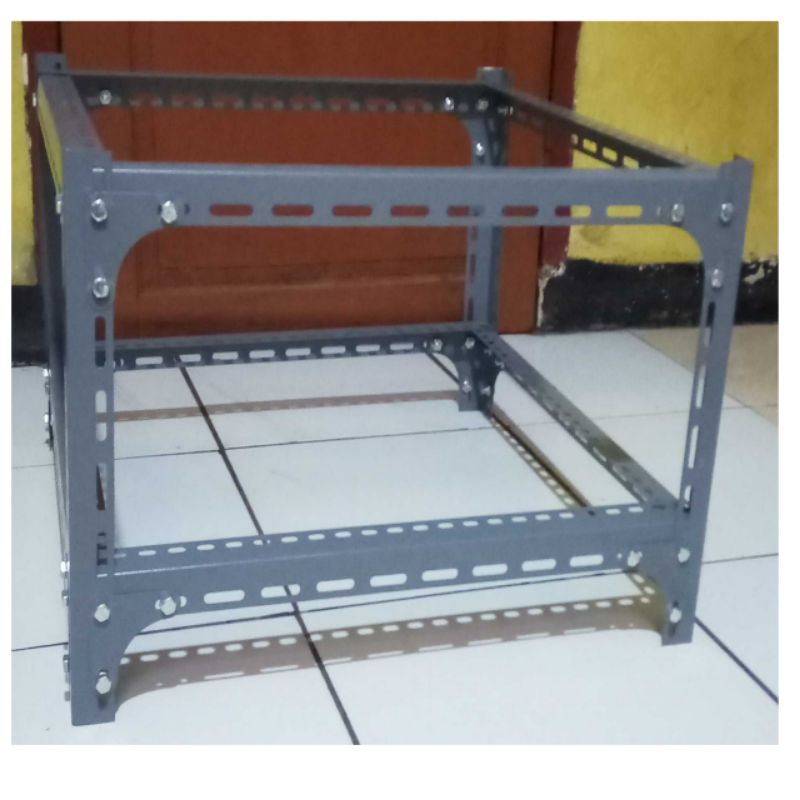 RK meja rangka besi siku lubang 2 susun rak lemari serbaguna 100x50x80 tebal 1mm