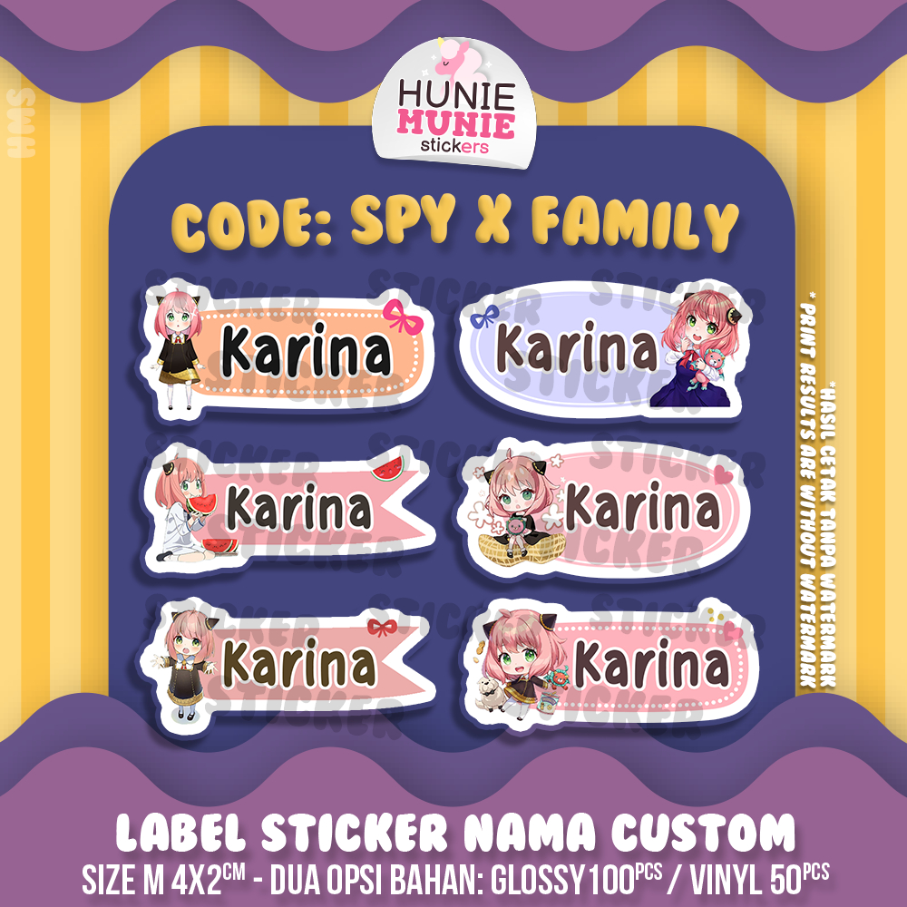 

Sticker Label Nama Custom - Spy X Family - Stiker Name SpyX