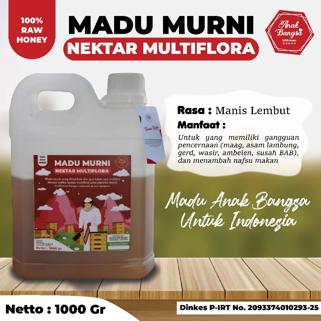 

Madu Asli Hutan Murni Nektar Multiflora 1 kg - Madu Anak Bangsa Grade A 100% Alami Raw Honey