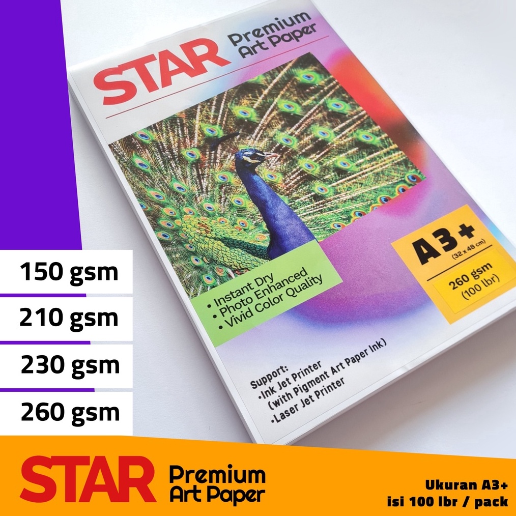 

DISKON BRANDS FESTIVAL Kertas Art Paper STAR A3 A3 Plus isi 1 lembar 15212326 gsm murah