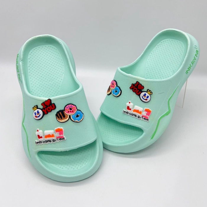 Terlaris YK371 Sandal Anak Perempuan Sandal Selop Karet Anak Cewek Jibbitz Merek Inkayni Ukuran 335