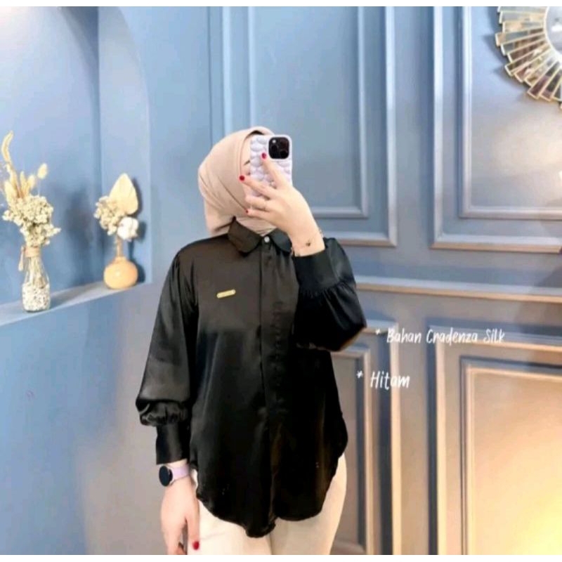Kemeja Wanita Basic Cradenza Silk Polos
