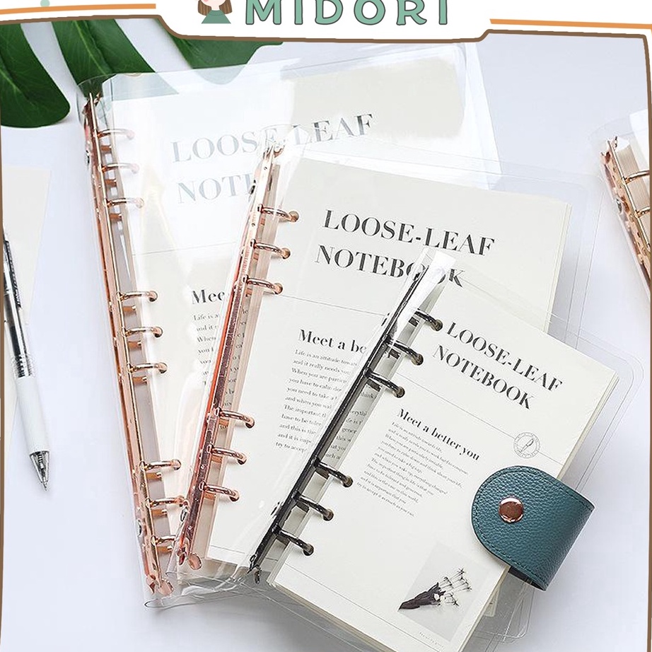 

Dijual MIDORI Elegant Binder A5 Binder A6 Transparan Binder with Clip Note Book Loose Leaf Rose Gold Binder E36
