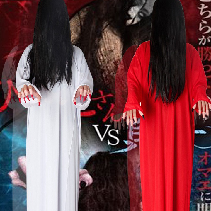 kostum dan wig sadako the ring cosplay costume kostum halloween hantu party setan kuntilanak