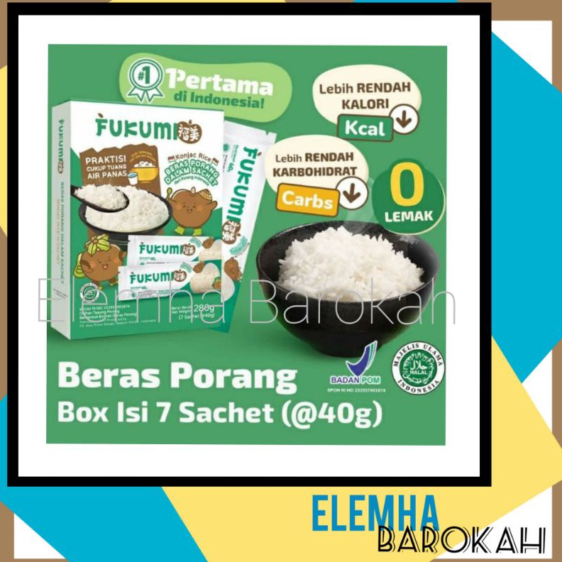 

TERBARU Fukumi Box Beras Porang Konjac Rice Beras Shirataki Instan 1 Box Isi 7 Sachet 4 gr 1 Dus Harga Grosir