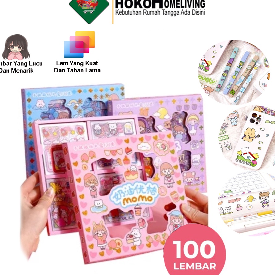 

Produk Keren HOKO Momo Stiker 2D 1 Lembar Lucu Sticker Kartun Korea Motif Anti Air