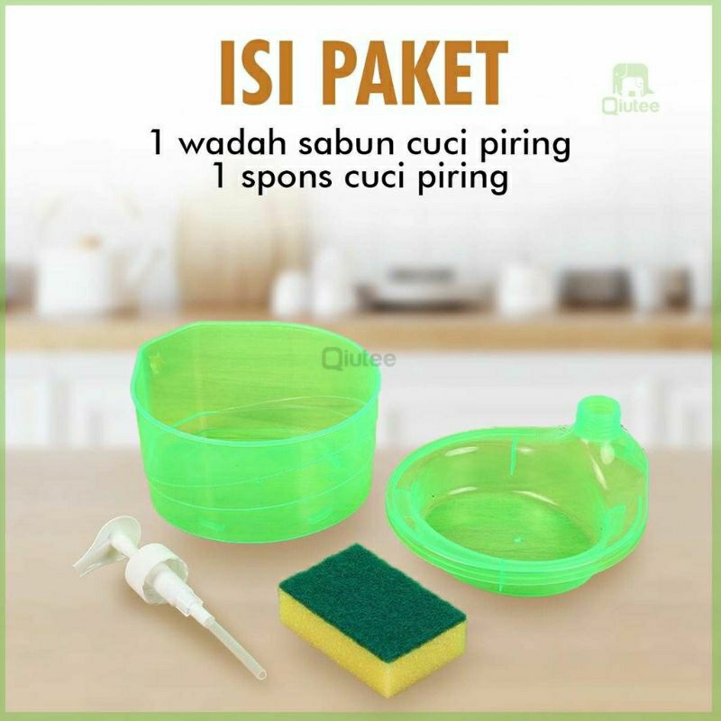 [TERBARU] Tempat Sabun Cuci Piring + Spons / Wadah Sunlight Model Bulat / Dispenser Botol Soap Pump