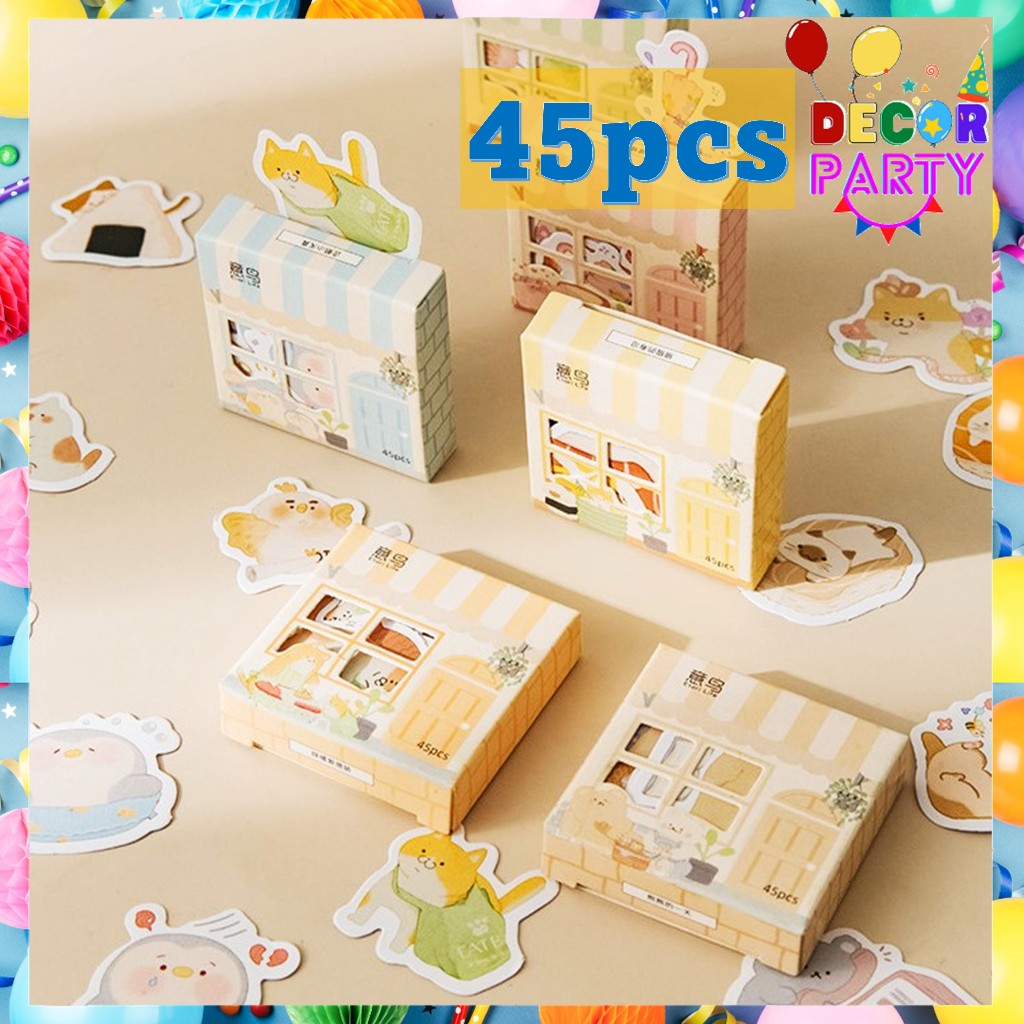 

DP Stiker Mini Karakter Unik 45Pcs Hewan Untuk Diary Aesthetic Sticker Dekorasi Jurnal Scrapbook Stiker Set Home Series isi 45 Pcs Cute