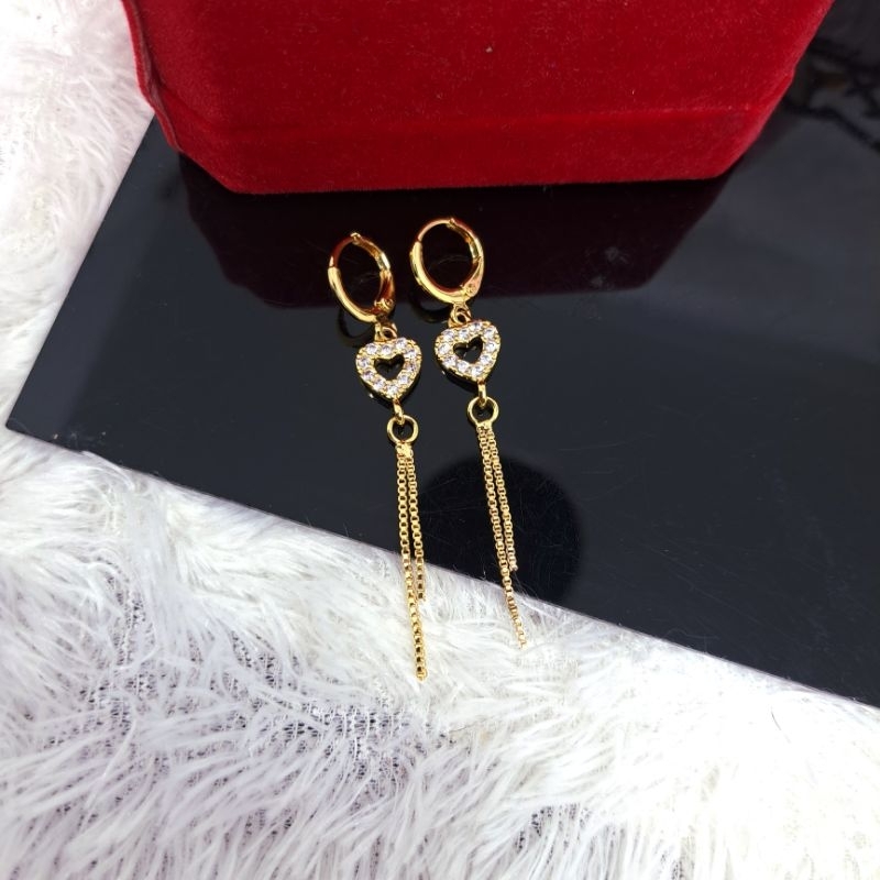 Anting xuping love panjang dewasa anti karat