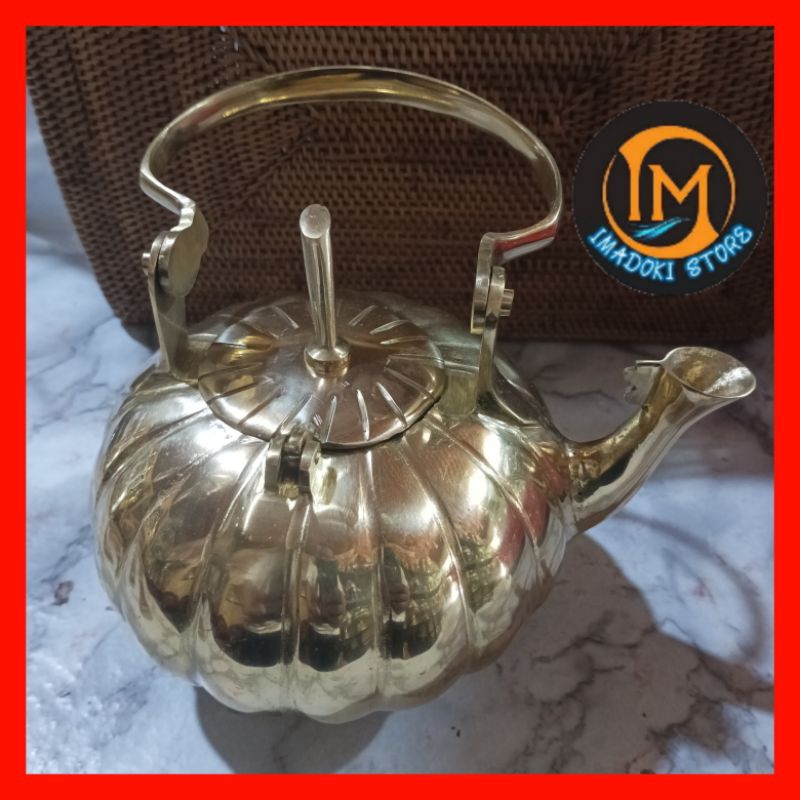 TEKO KUNINGAN MODEL LABU / TEKO ANTIK / TEKO KUNINGAN TEBAL