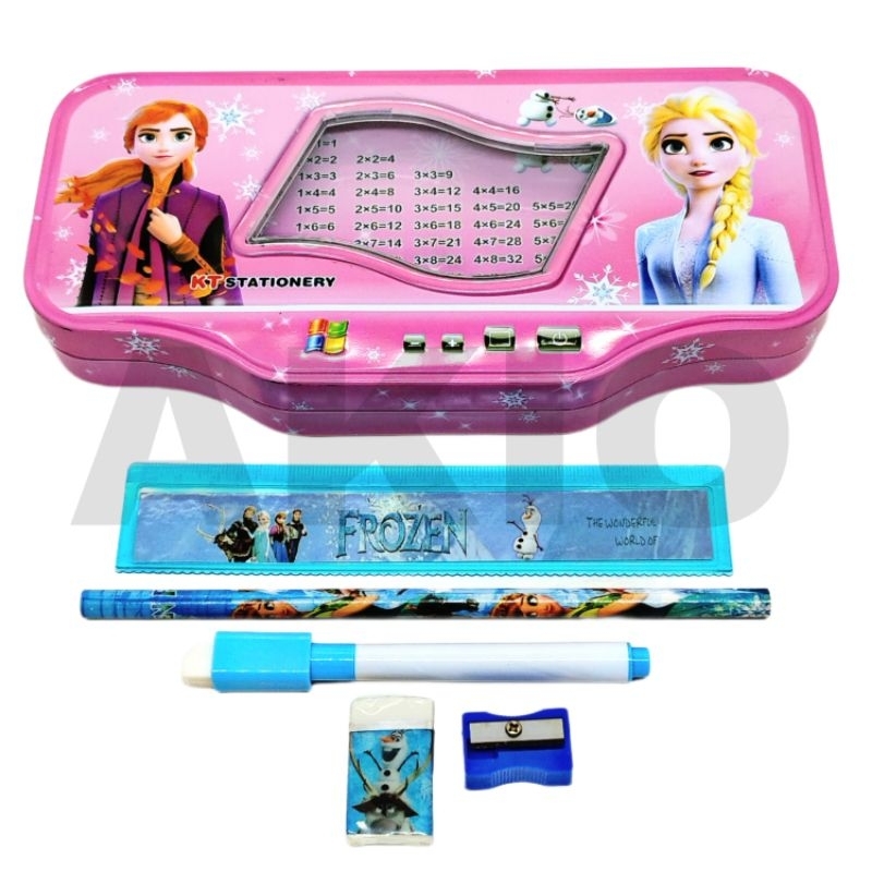 

Tempat Pensil Anak Set Alat Tulis BESAR 2 Susun Karakter FROZEN ELSA ANNA Kaleng Besi Murah KT6617