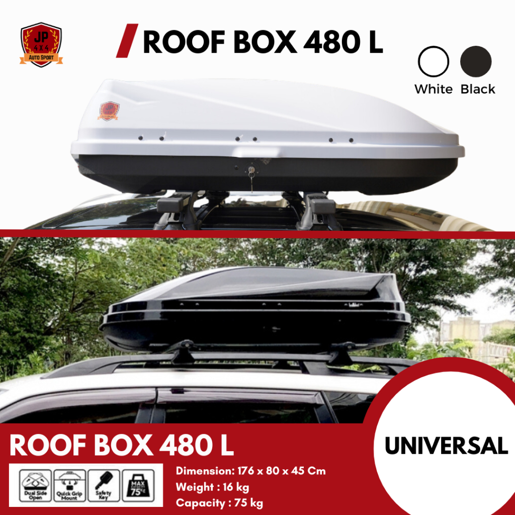 Roof Box / roof box Auto Box Universal 480L - Hitam/Putih