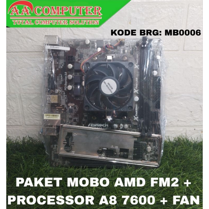 Paket Motherboard Amd Fm2 + Processor Amd A8 7600 + Fan