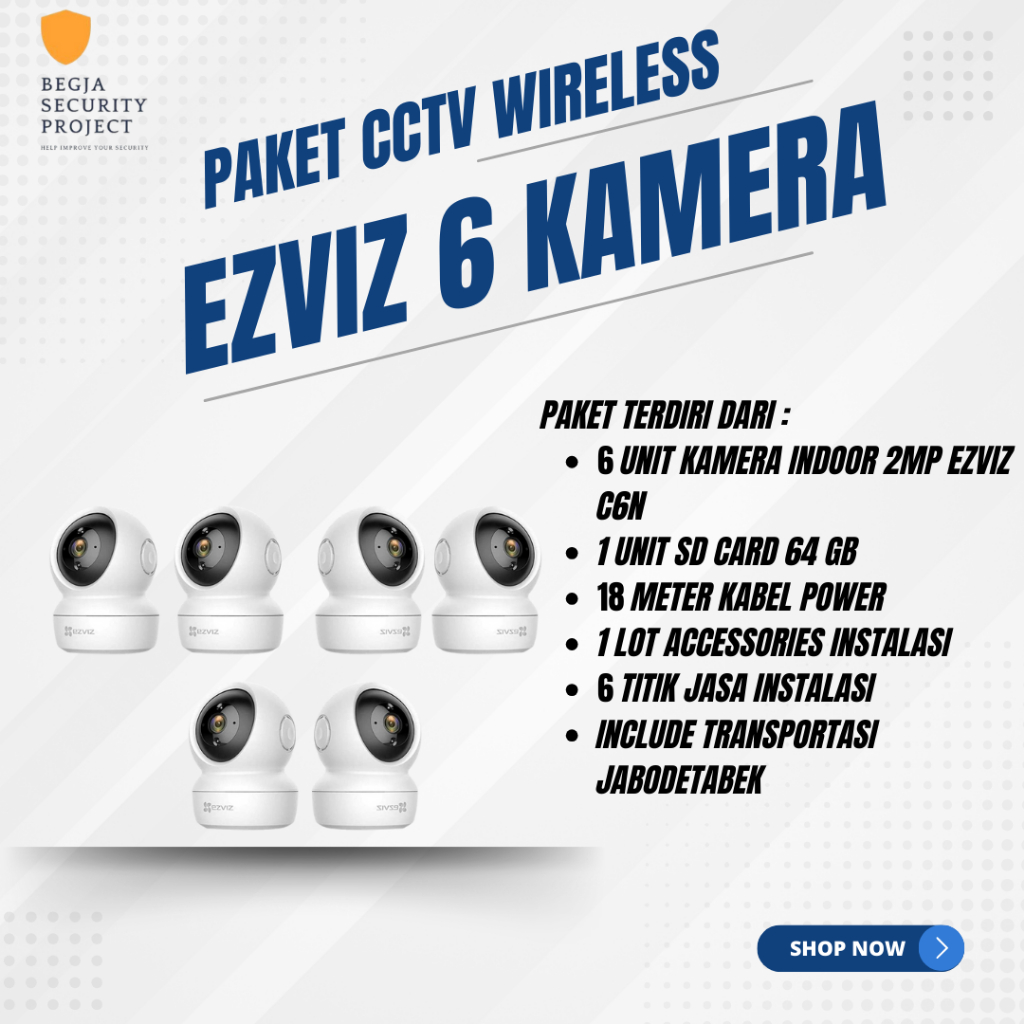 PAKET CCTV Wireless Ezviz Indoor 6 Kamera C6N