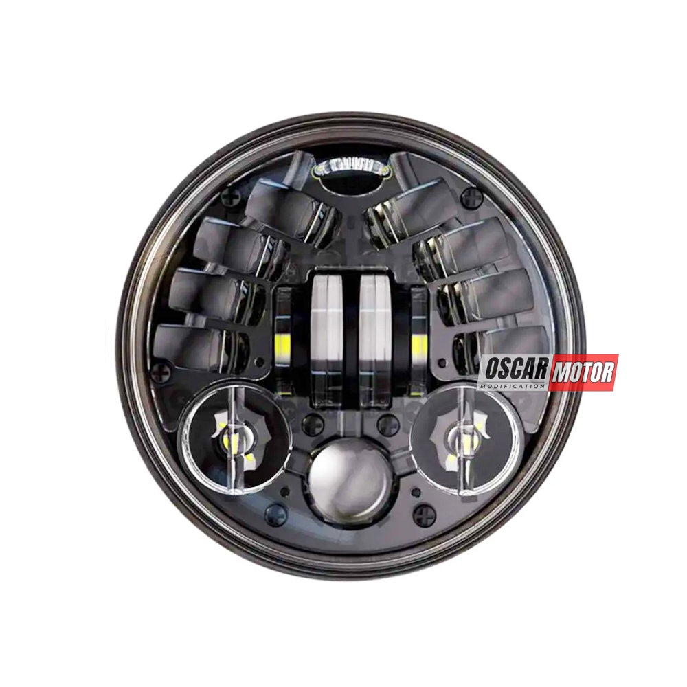 LAMPU DEPAN MOTOR HEADLAMP DAYMAKER BULAT HARLEY BIG LED PREDATOR MOTORCYCLE HEADLIGHT