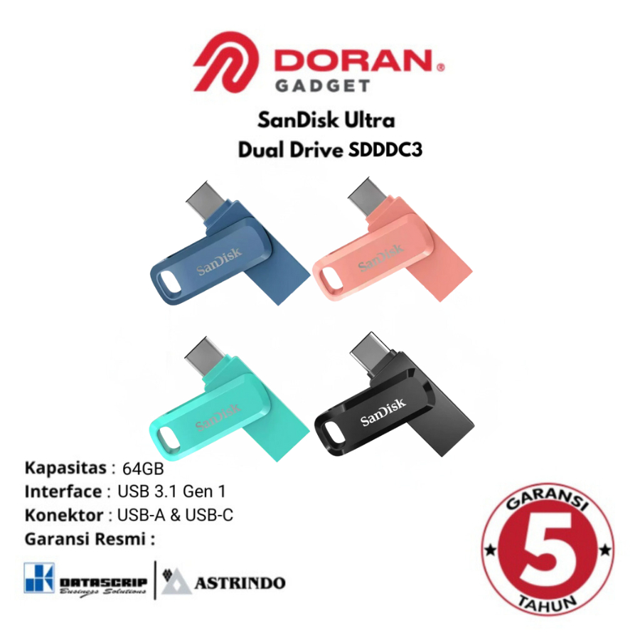 Sandisk Dual Drive SDDDC3 64GB Flashdisk OTG Type C Original Flash Disk Garansi Resmi