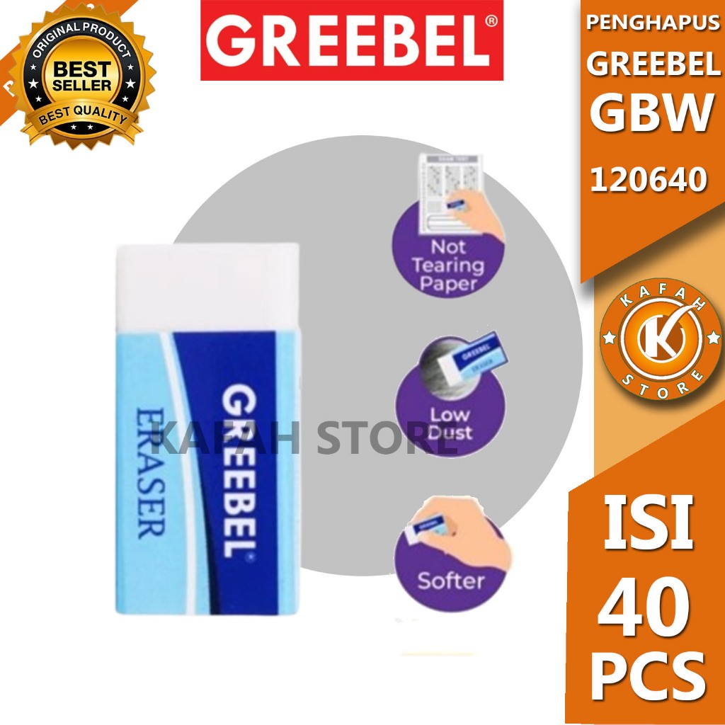 

PENGHAPUS GREEBEL WHITE ERASER GBW - 120640 1 PAK ISI 40 PCS KAFAH STORE