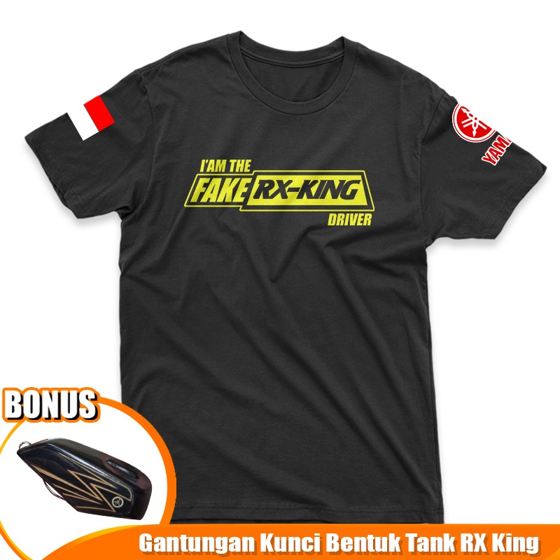 Gazken Kaos Yamaha I Am The Fake RX KING Rider BONUS Ganci Tank Keren Baju Motor Yamaha Indonesia Ja