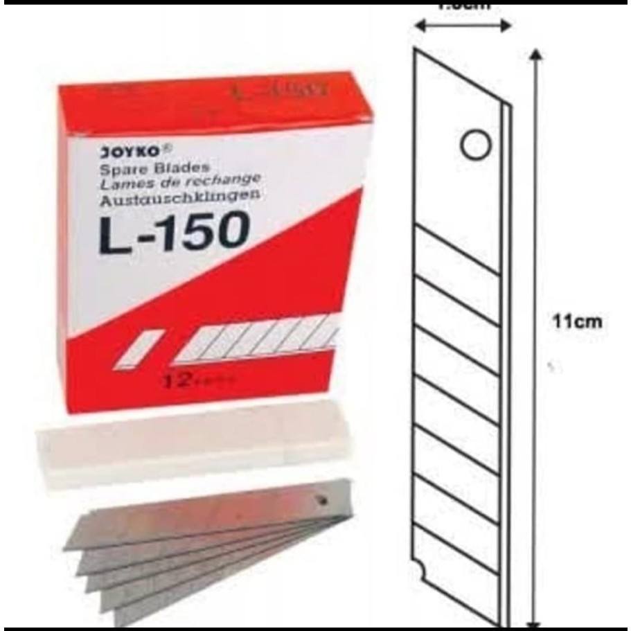 

Cutter Blade Refill Isi Pisau Pemotong Joyko L-150 12 Tube 5 Pcs