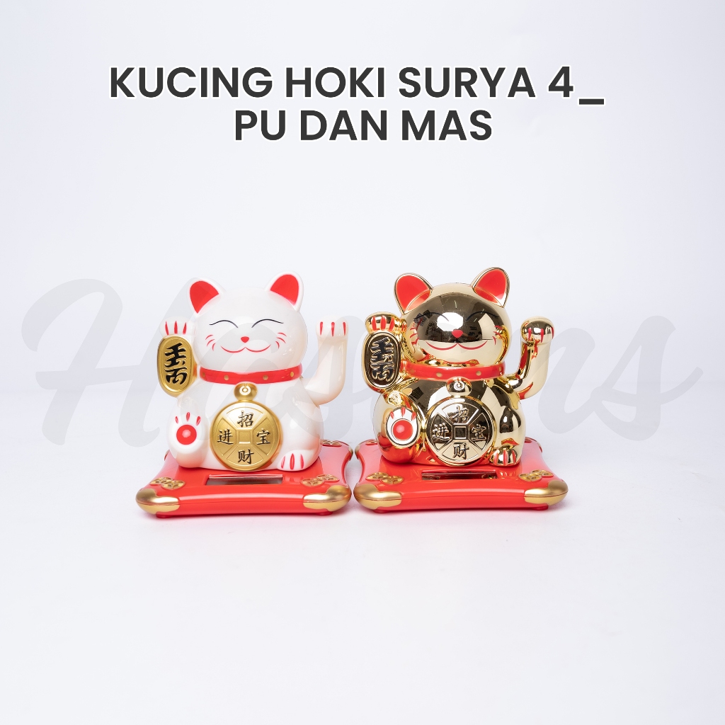 Kucing Cina Maneki Neko / Kucing Hoki Tenaga Panel Surya Solar / Patung Kucing Keberuntungan / Kucin
