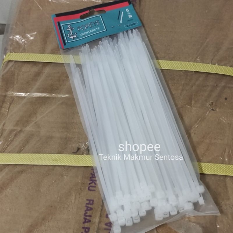 

Kabel Tis Ties 20 cm Tali Tarik 3,6 x 200 Pack Isi 100pcs hitam / putih