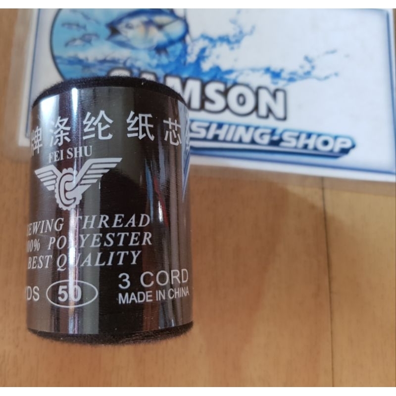 1 pcs benang jahit fw 3 cord merk feishu fei shu panjang 1000 yds warna hitam kode 50 made in china