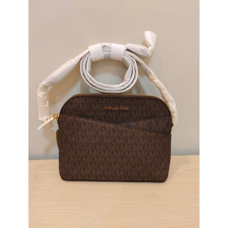 MK Dome crossbody signature brown