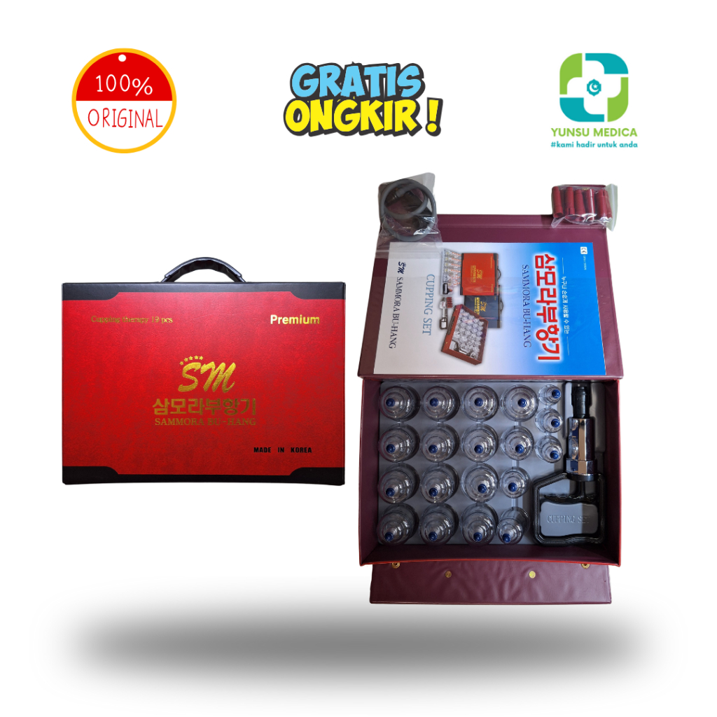 (Bisa COD) TERMURAH Alat Bekam Sammora Premium 19 Kop Box Merah