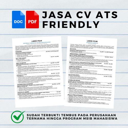 Jasa Pembuatan CV ATS | Curriculum Vitae | Jasa CV Murah | CV ATS Friendly