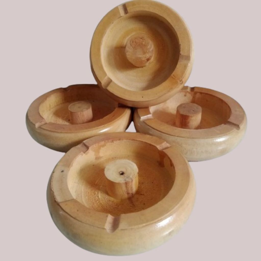 Asbak Kayu Mahoni Polos Warna Natural