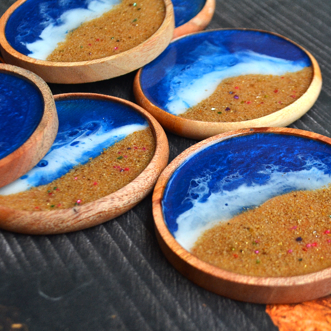 TATAKAN GELAS / TATAKAN KAYU / TATAKAN RESIN / TATAKAN KAYU RESIN / COASTER KAYU RESIN / TATKAN GELA