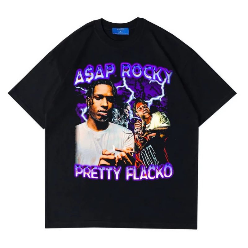 ASAP ROCKY RAPPER OVERSIZED T-SHIRT BLACK VINTAGE TEE ATASAN