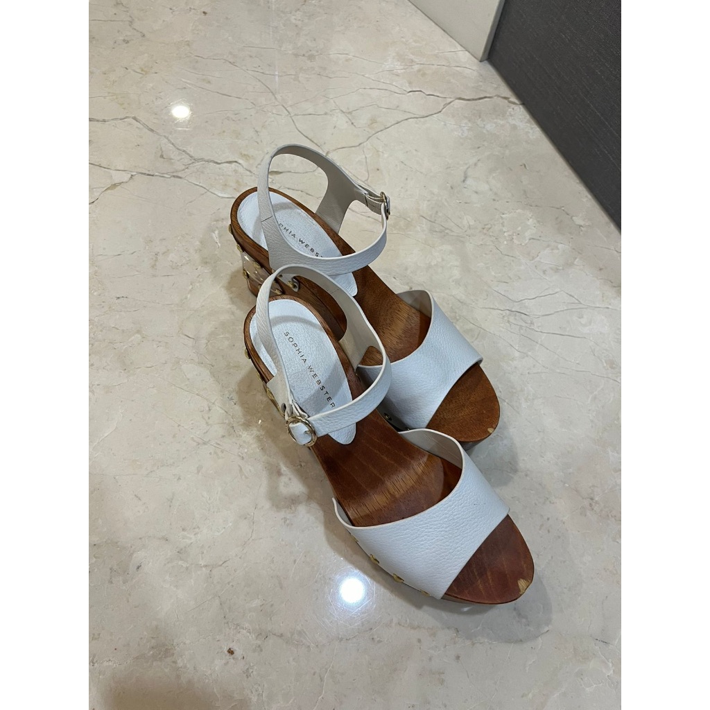 Preloved Sophia Webster Limited Collection palm tree leather clogs wedges kayu kulit size 39