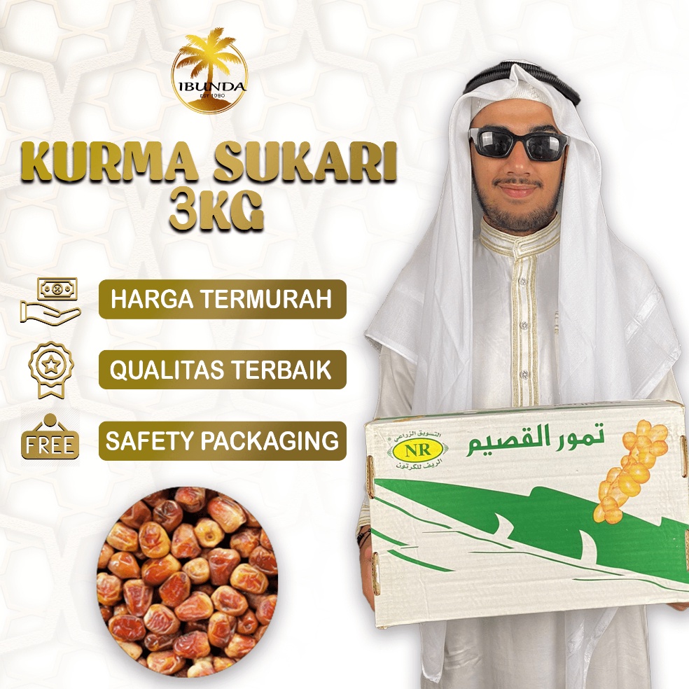 

UNBM66 Kurma Sukari 3Kg Alqaseem Premium Dus Packing dan plastic wrap Musim Promo