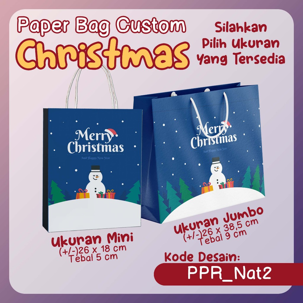 

[Gift Bag / Goodie Bag / Paper Bag / Tas Kado] - TEMA NATAL CHRISTMAS UNTUK KADO NATAL - Ukuran Mini & Jumbo