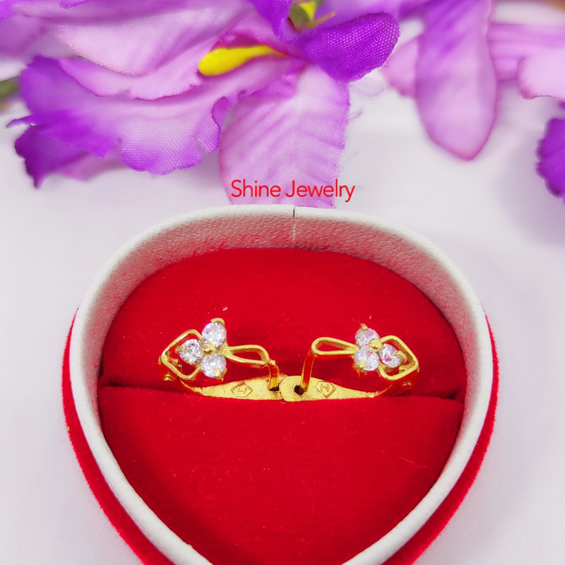 anting jepit mata 3 emas muda