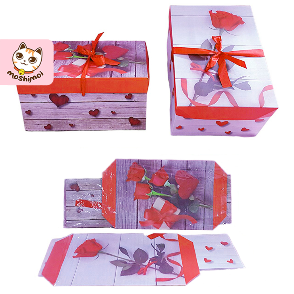 

Gift Box/Hampers/Kotak Kado/Box Rakitan Motif Mawar Love Pita (B)