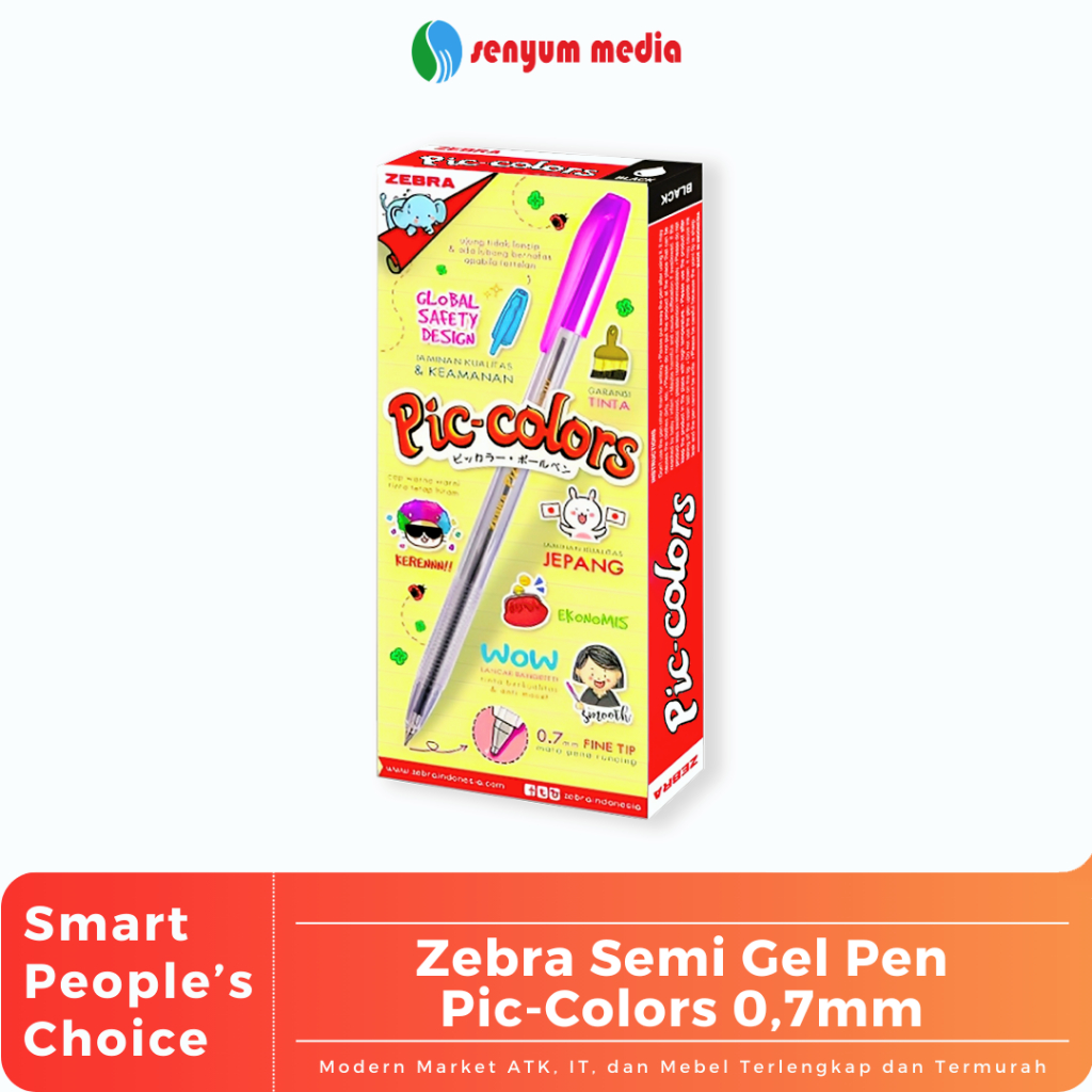 

Zebra Semi Gel Pen Pic-Colors 0,7mm (1 Pack Isi 12 Pcs) (S:DZN)