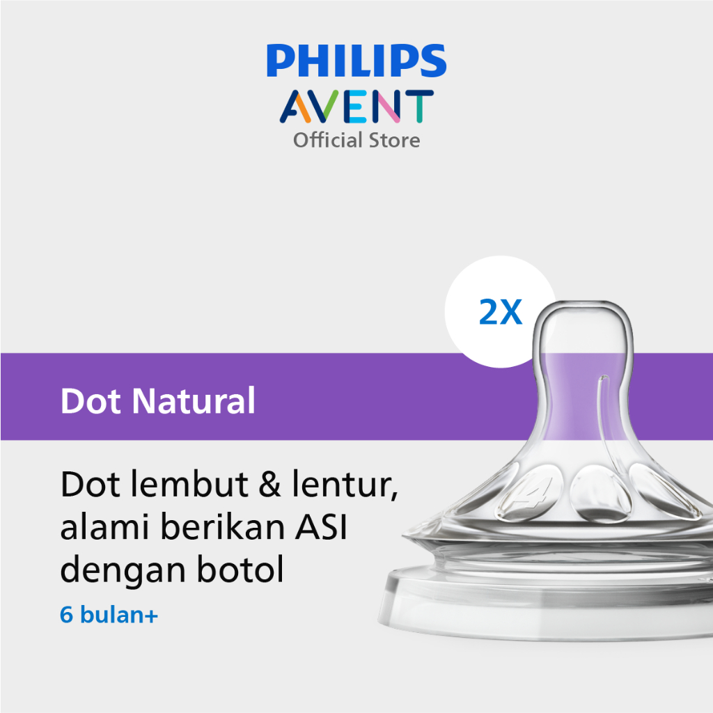 Philips Avent | Dot Bayi Botol Susu | Natural | Dot Tidak Bingung Putting | 6M+ | SCF654/23