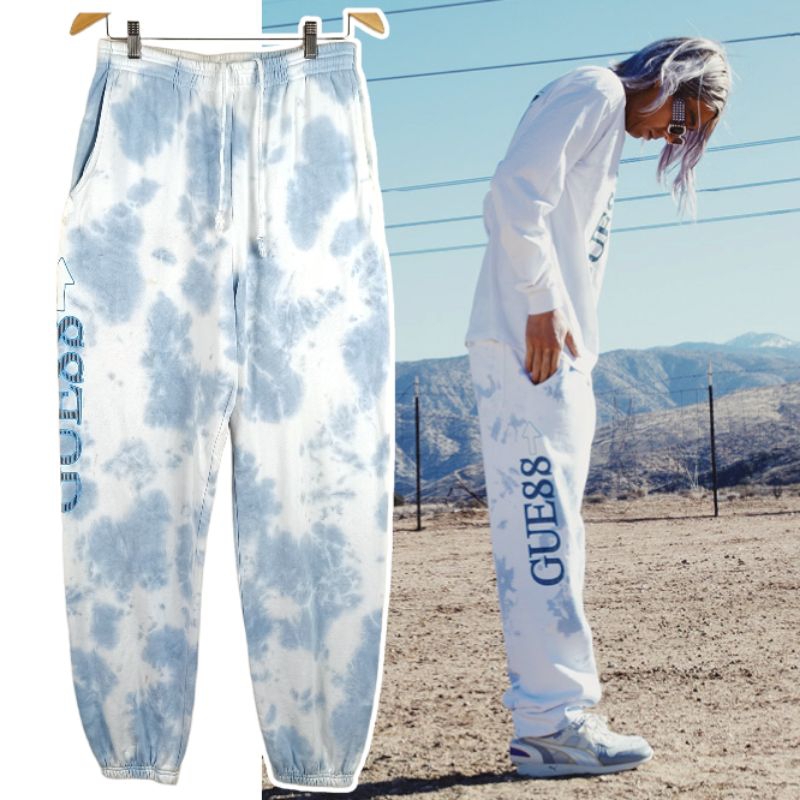 GUESS x 88RISING Tie dye light blue sweatpants